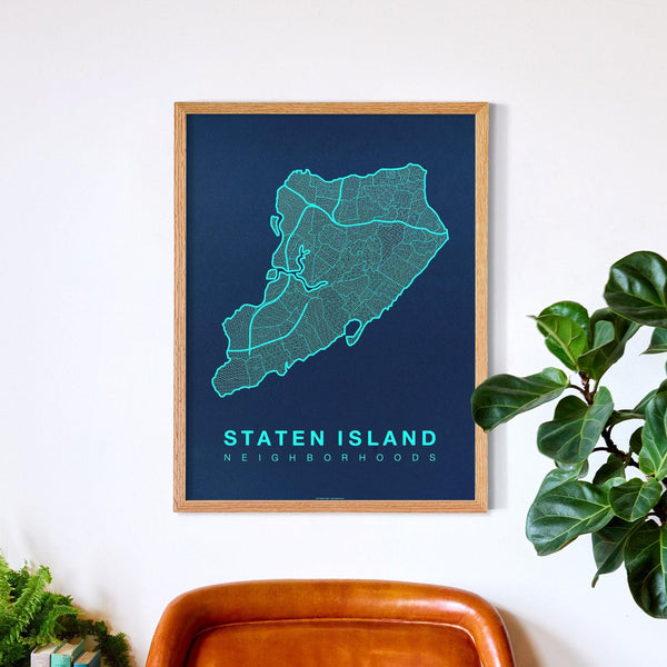 Staten Island Neighborhood Map Poster, Staten Island City Map Art Print