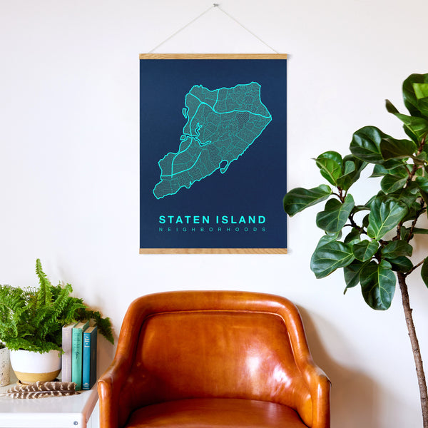 Staten Island Neighborhood Map Poster, Staten Island City Map Art Print