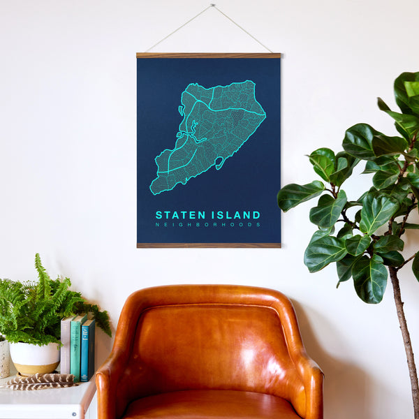 Staten Island Neighborhood Map Poster, Staten Island City Map Art Print