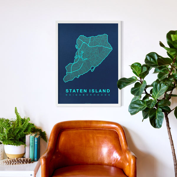 Staten Island Neighborhood Map Poster, Staten Island City Map Art Print