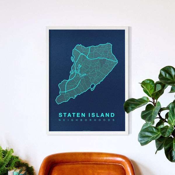 Staten Island Neighborhood Map Poster, Staten Island City Map Art Print