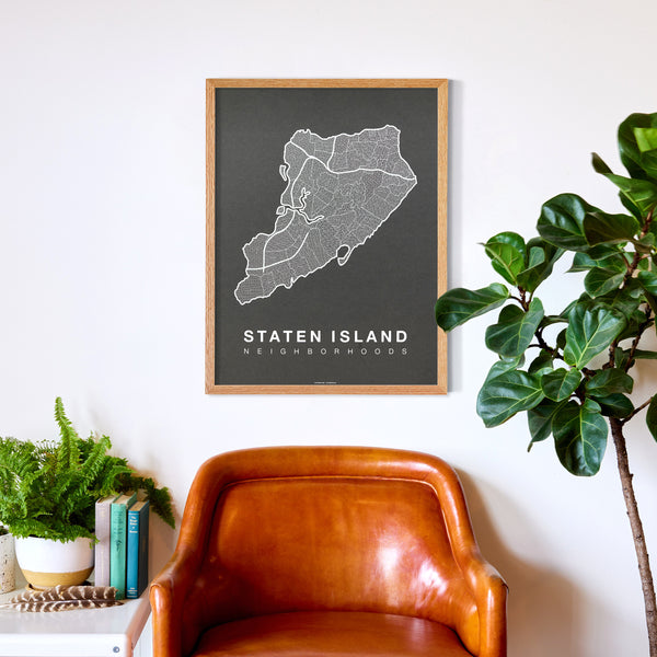 Staten Island Neighborhood Map Poster, Staten Island City Map Art Print