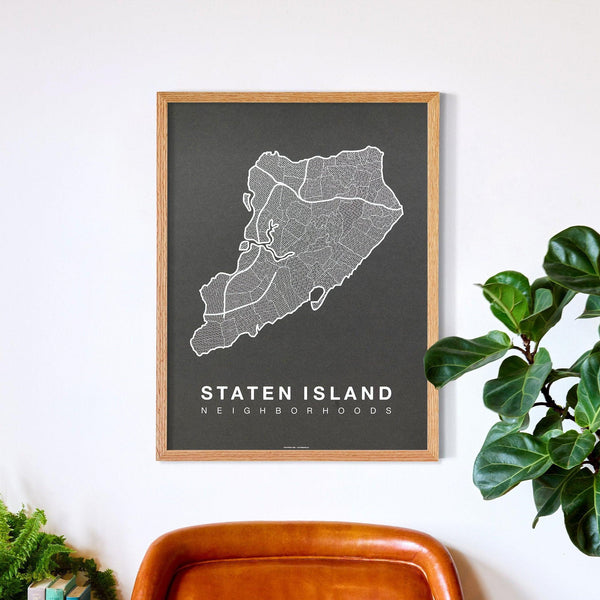 Staten Island Neighborhood Map Poster, Staten Island City Map Art Print