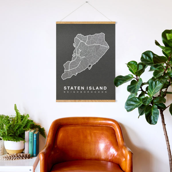 Staten Island Neighborhood Map Poster, Staten Island City Map Art Print