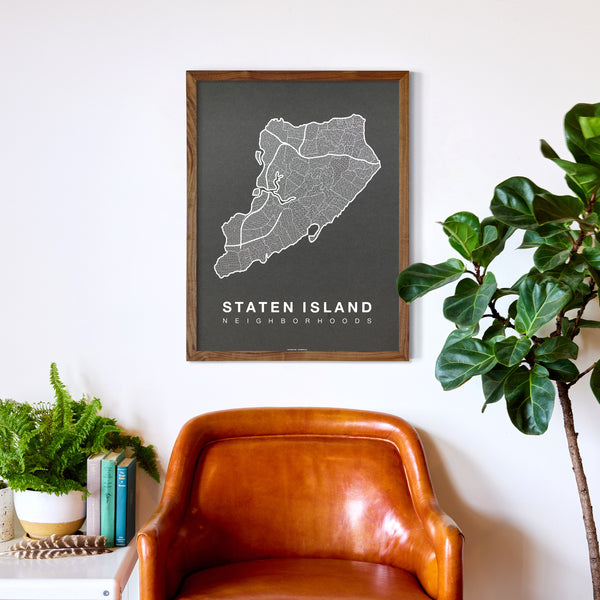 Staten Island Neighborhood Map Poster, Staten Island City Map Art Print
