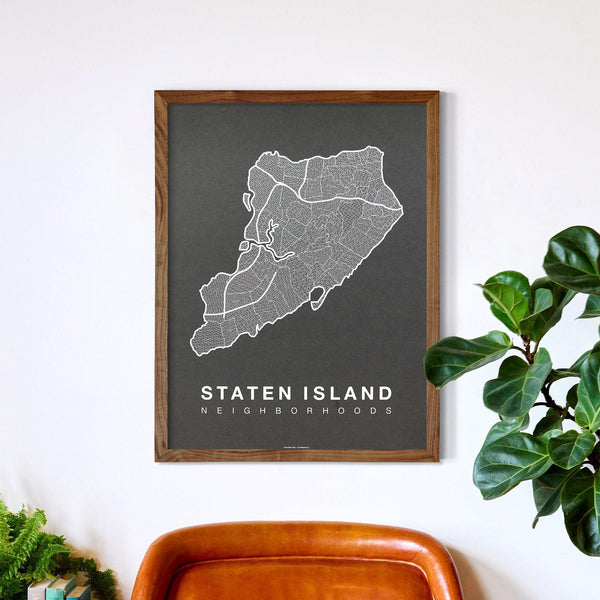 Staten Island Neighborhood Map Poster, Staten Island City Map Art Print