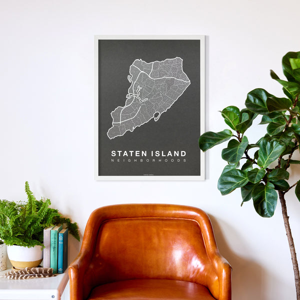 Staten Island Neighborhood Map Poster, Staten Island City Map Art Print