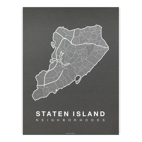 Staten Island Neighborhood Map Poster, Staten Island City Map Art Print