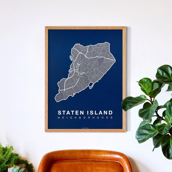 Staten Island Neighborhood Map Poster, Staten Island City Map Art Print