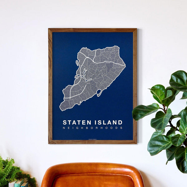 Staten Island Neighborhood Map Poster, Staten Island City Map Art Print