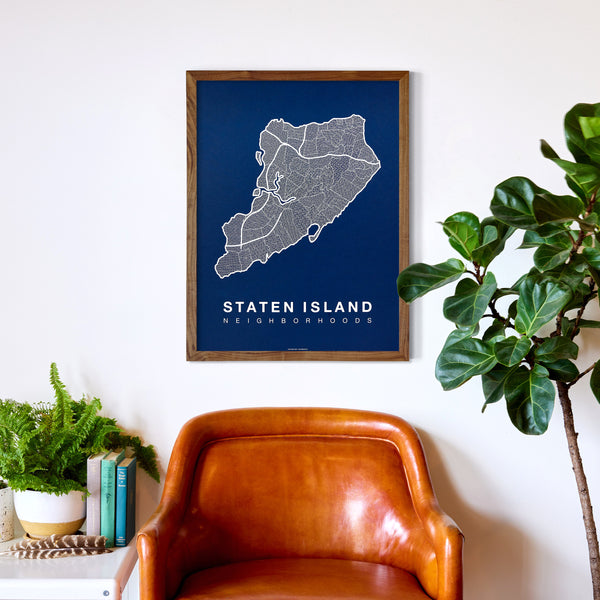 Staten Island Neighborhood Map Poster, Staten Island City Map Art Print