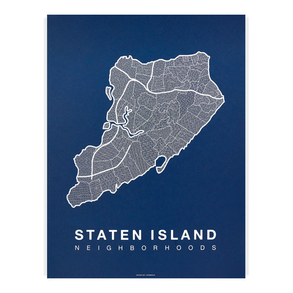 Staten Island Neighborhood Map Poster, Staten Island City Map Art Print