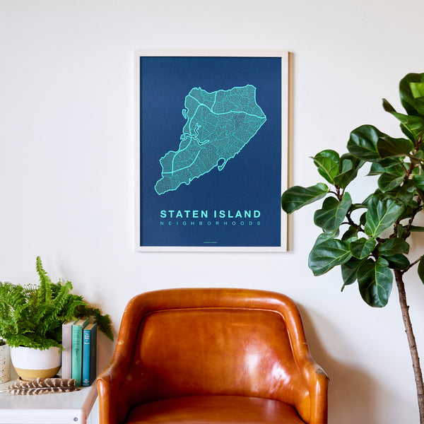 Staten Island Neighborhood Map Poster, Staten Island City Map Art Print