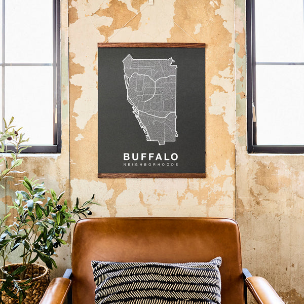 Buffalo Neighborhood Map Poster, Buffalo City Map Art Print