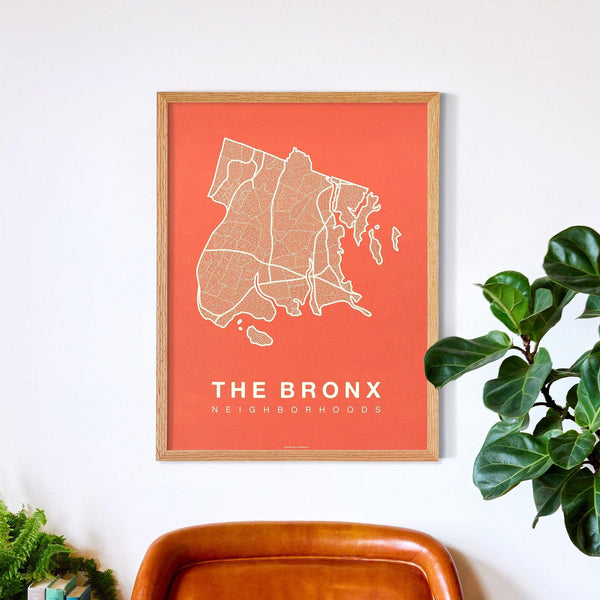 The Bronx Neighborhood Map Poster, The Bronx City Map Art Print