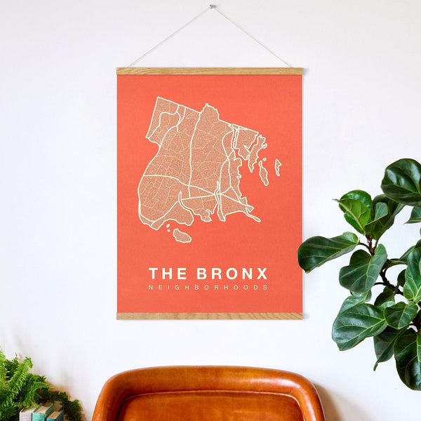 The Bronx Neighborhood Map Poster, The Bronx City Map Art Print