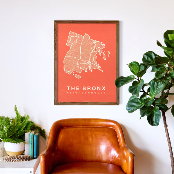 The Bronx Neighborhood Map Poster, The Bronx City Map Art Print