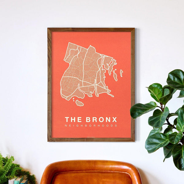 The Bronx Neighborhood Map Poster, The Bronx City Map Art Print