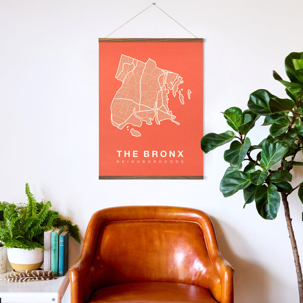 The Bronx Neighborhood Map Poster, The Bronx City Map Art Print