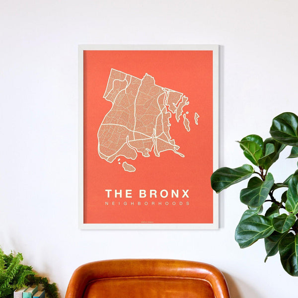 The Bronx Neighborhood Map Poster, The Bronx City Map Art Print