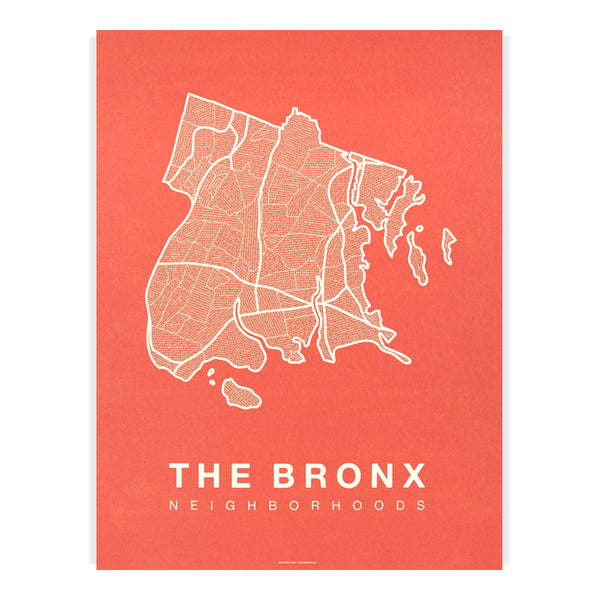 The Bronx Neighborhood Map Poster, The Bronx City Map Art Print