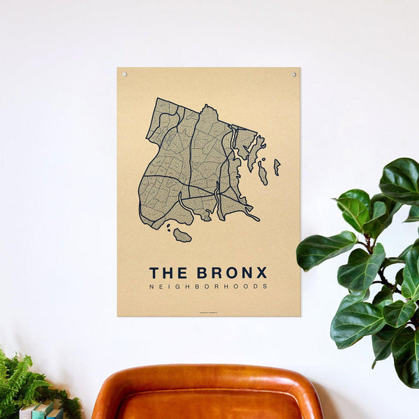 The Bronx Neighborhood Map Poster, The Bronx City Map Art Print
