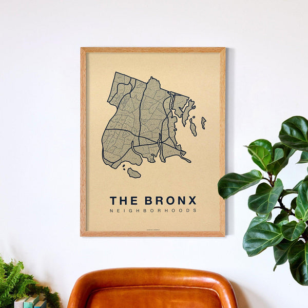 The Bronx Neighborhood Map Poster, The Bronx City Map Art Print
