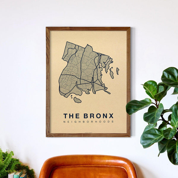 The Bronx Neighborhood Map Poster, The Bronx City Map Art Print