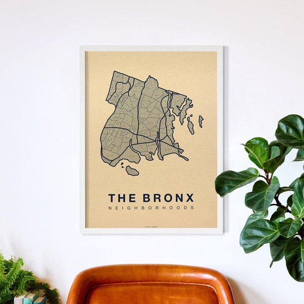 The Bronx Neighborhood Map Poster, The Bronx City Map Art Print