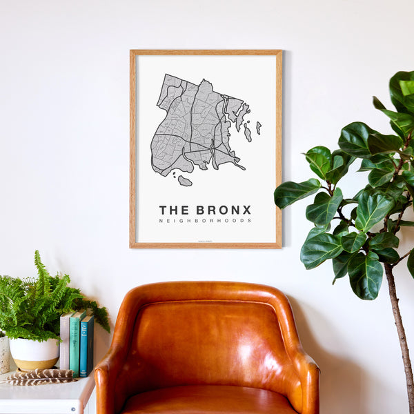The Bronx Neighborhood Map Poster, The Bronx City Map Art Print