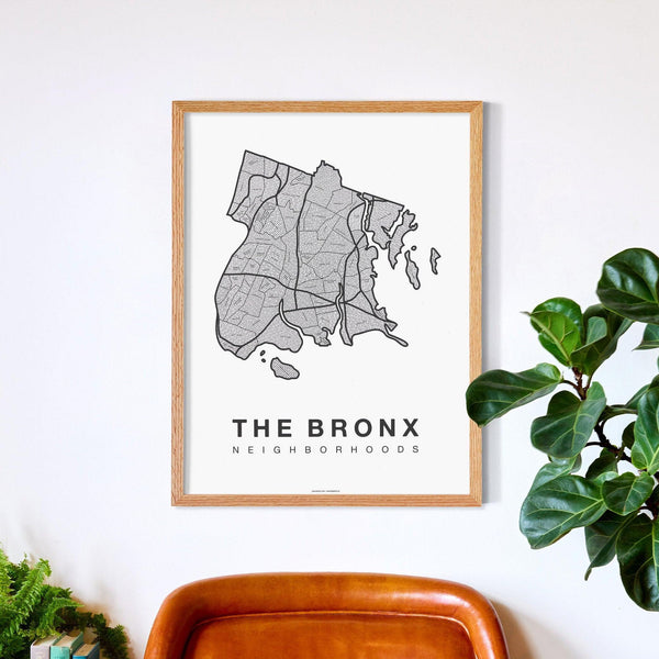 The Bronx Neighborhood Map Poster, The Bronx City Map Art Print