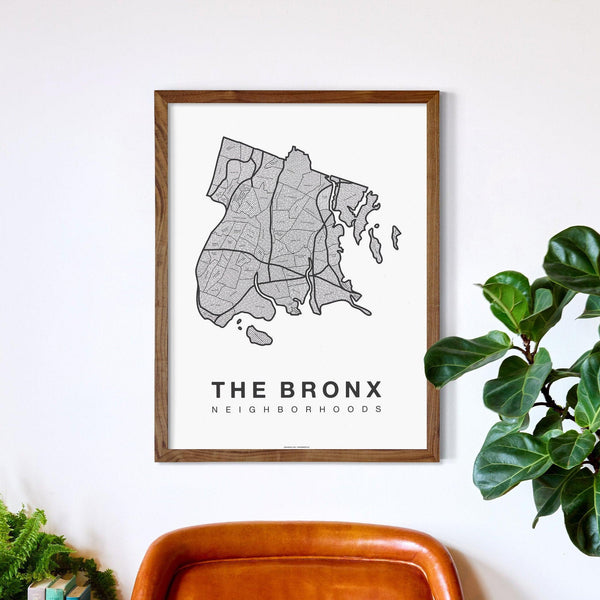The Bronx Neighborhood Map Poster, The Bronx City Map Art Print