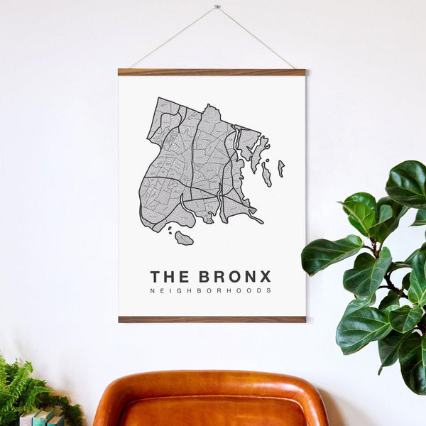 The Bronx Neighborhood Map Poster, The Bronx City Map Art Print