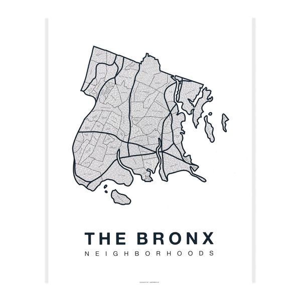 The Bronx Neighborhood Map Poster, The Bronx City Map Art Print