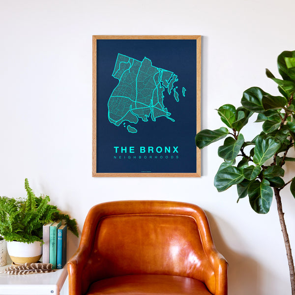 The Bronx Neighborhood Map Poster, The Bronx City Map Art Print