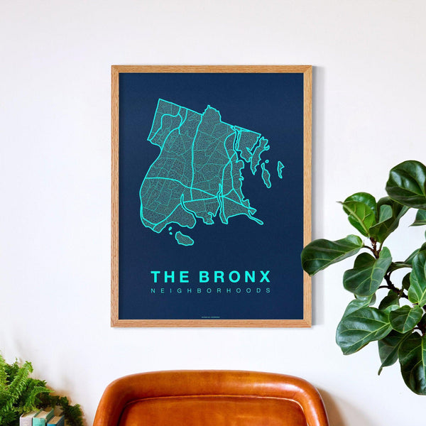 The Bronx Neighborhood Map Poster, The Bronx City Map Art Print