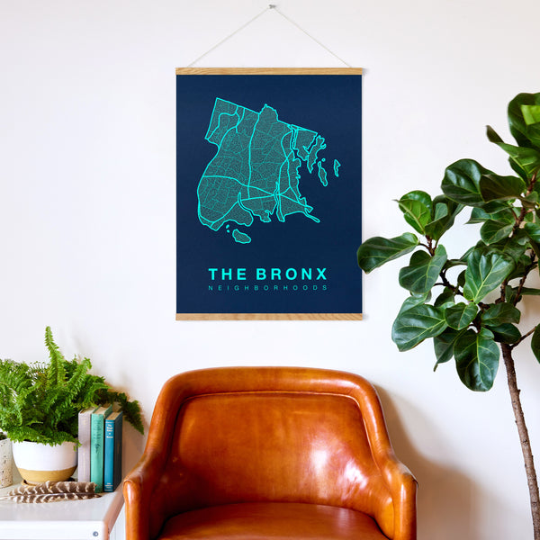 The Bronx Neighborhood Map Poster, The Bronx City Map Art Print