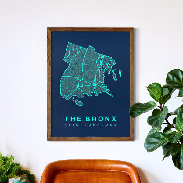 The Bronx Neighborhood Map Poster, The Bronx City Map Art Print