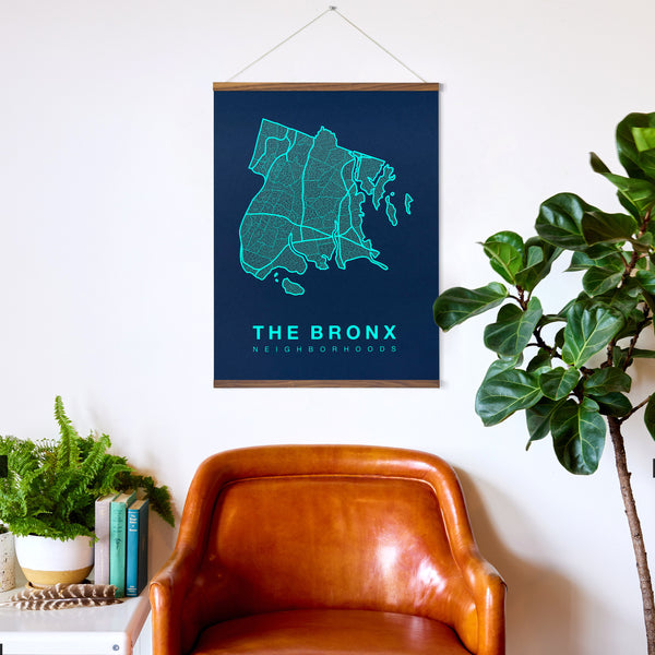 The Bronx Neighborhood Map Poster, The Bronx City Map Art Print