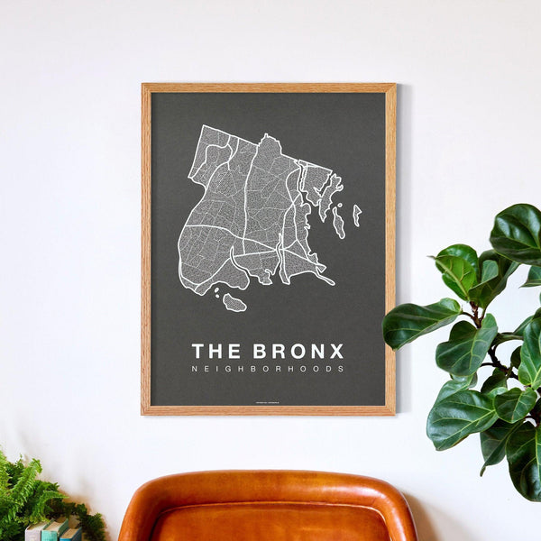 The Bronx Neighborhood Map Poster, The Bronx City Map Art Print
