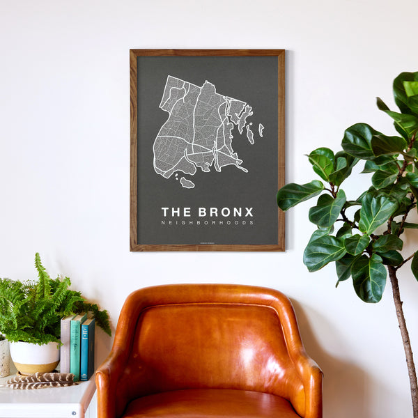 The Bronx Neighborhood Map Poster, The Bronx City Map Art Print
