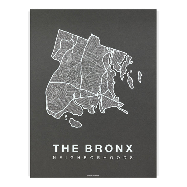 The Bronx Neighborhood Map Poster, The Bronx City Map Art Print