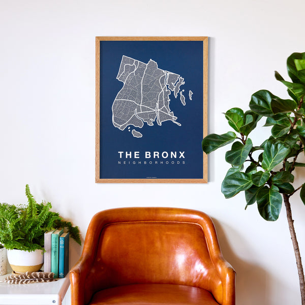 The Bronx Neighborhood Map Poster, The Bronx City Map Art Print