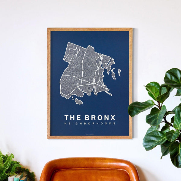 The Bronx Neighborhood Map Poster, The Bronx City Map Art Print