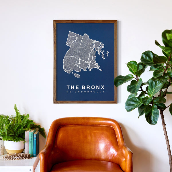 The Bronx Neighborhood Map Poster, The Bronx City Map Art Print