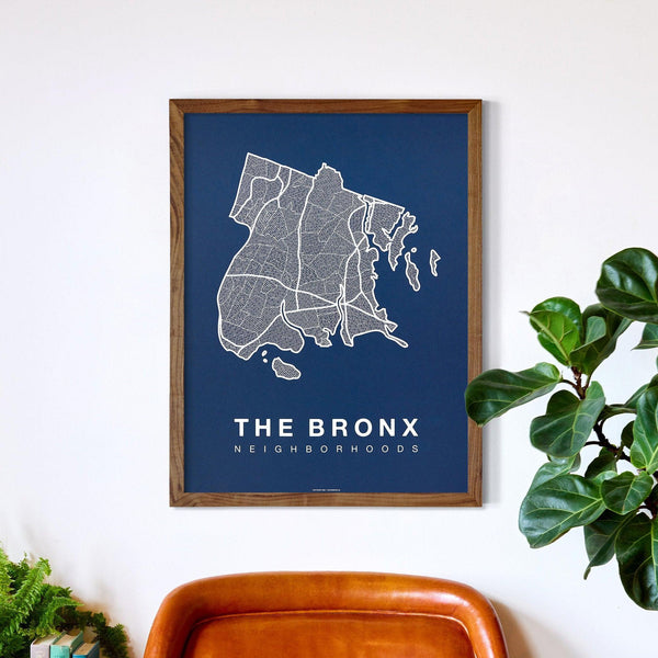 The Bronx Neighborhood Map Poster, The Bronx City Map Art Print