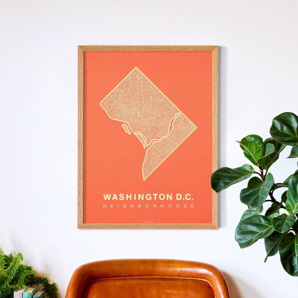 Washington D.C. Neighborhood Map Poster, Washington D.C. City Map Art Print