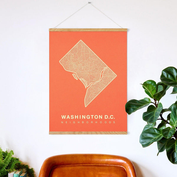 Washington D.C. Neighborhood Map Poster, Washington D.C. City Map Art Print