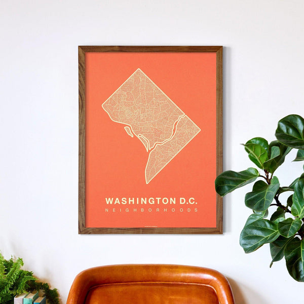 Washington D.C. Neighborhood Map Poster, Washington D.C. City Map Art Print