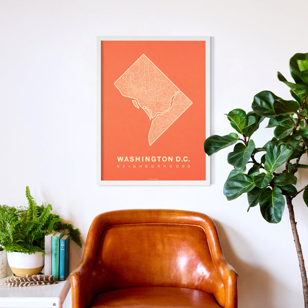 Washington D.C. Neighborhood Map Poster, Washington D.C. City Map Art Print